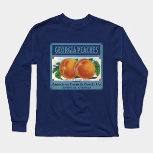 Vintage Georgia Peaches Fruit Crate Label Long Sleeve T-Shirt